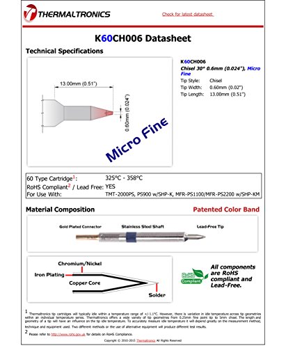 Image of Thermaltronics K60CH006 Chisel 30deg 0.6mm (0.024in), Micro Fine