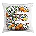 ABAKUHAUS Lettera E Federa Fodera Cuscino, Sport Nome Iniziali, Copricuscino Quadrato Decorativo, 45 cm x 45 cm, Multicolore