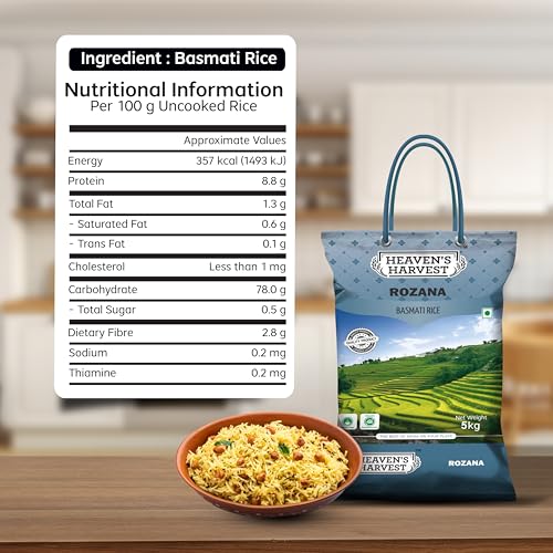 Image of Heaven's Harvest Rozana Basmati Rice | 5 KG (Pack of 3)