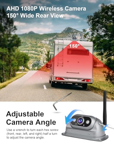 Image of Wireless Backup Cameras System with 10.26 inchPre-Wired for Furrion System 1080P HD IPS Touch Screen-No Delay,IP69K Waterproof,Super Night,Wide Split Screen 2-Channel for Reversing RV,Trailer,Camper,Truck