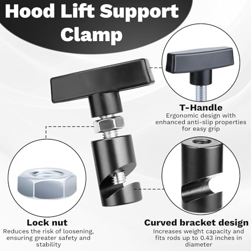 Image of ecocstm 2 PCS Car Hood Prop Struts Clamp, Hood Strut Clamp, Car Hood Holder