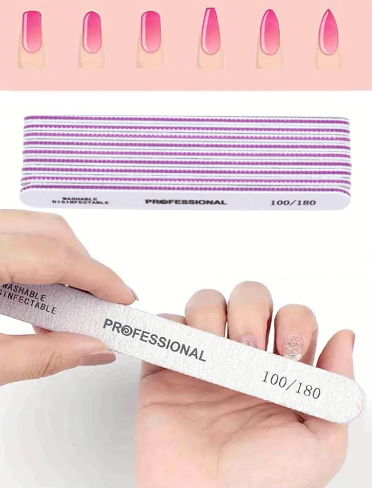 10 PCS Nail File and Buffer Set - Professional 7-Sided Manicure Tools Kit with 100 180 Grit Portable