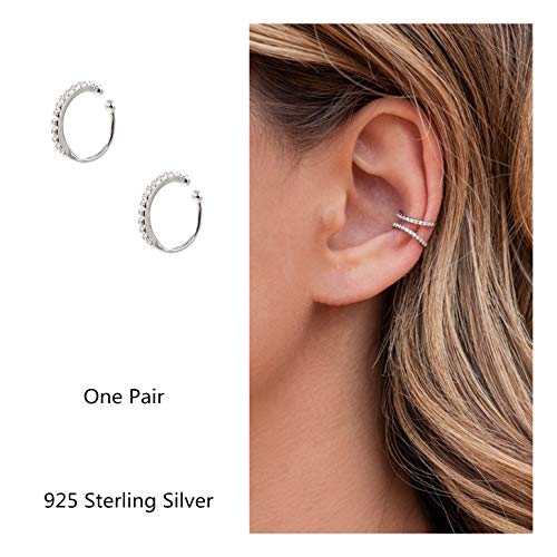 Fake Hoop Earrings CZ Cubic Zirconia Cartilage Earring 925 Sterling Silver Earrings Ear Cuff Huggie Dainty Minimal Conch Piercing Non Pierced Ear Pods Clip on Earrings for Women2