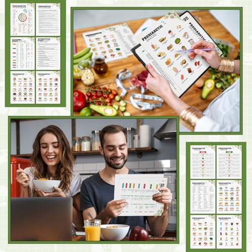 Image of Sinload 12 Pcs Pre Diabetic Food List Laminated Diabetes Type 2 Meal Plan Food Chart Low Sugar Food Glycemic Index Chart