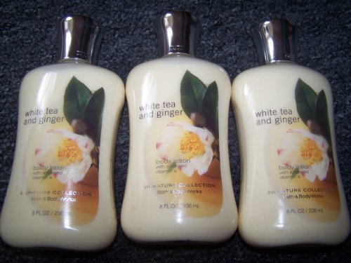 Lot of 3 Bath & Body Works Signature Collection White Tea and Ginger Body Lotion 8 Fl Oz Each (White Tea and Ginger)