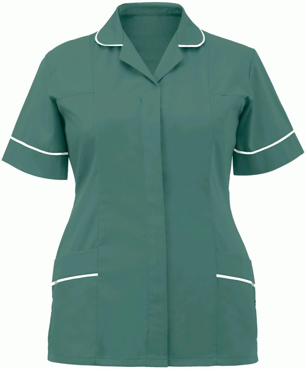 CREATE & DESTROY WORK WEAR Classic Healthcare Tunic Tops for Women | Workwear Uniform with Short Sleeve, Revere Collar & Chest Pockets