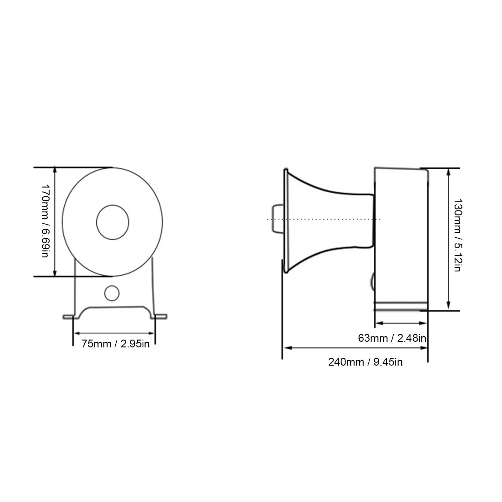 FILFEEL Sirena Industrial 115dB 3- Bocina de Advertencia de Emergencia - Alarma de Aleación de Aluminio IP56 para Maquinaria Portuaria de Cruce Ferroviario de Sitio de Construcción de Fábrica