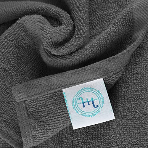 Image of Hearth & Harbor Washcloths 12 Pack - 100% Cotton Washcloth for Body and face, High Absorbent and Soft 13 inchx13 inch Body Wash Cloth, Quick Dry - Dark Grey Washcloths