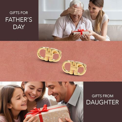 LeCalla 925 Sterling Silver Men's Cufflink | Silver Cufflinks For Men Jewelry | 14K Gold-Plated Cufflinks Business Wedding Shirt Accessories Gift for Son, Father, Husband2