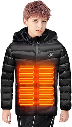 Miniatura 6 de WCOLAS Chaleco térmico para niños y niñas, chaquetas para niños y jóvenes, abrigos de invierno, ropa térmica batería no incluida