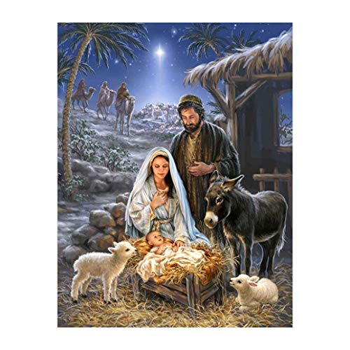 EIKdoulf02 30x40cm DIY 5D Diamond Painting Set Nativity Jesus Cross Stitch Craft Mosaic Full Round Embroidery Pictures Diamond Painting for Home Wall Decoration Gift - W305