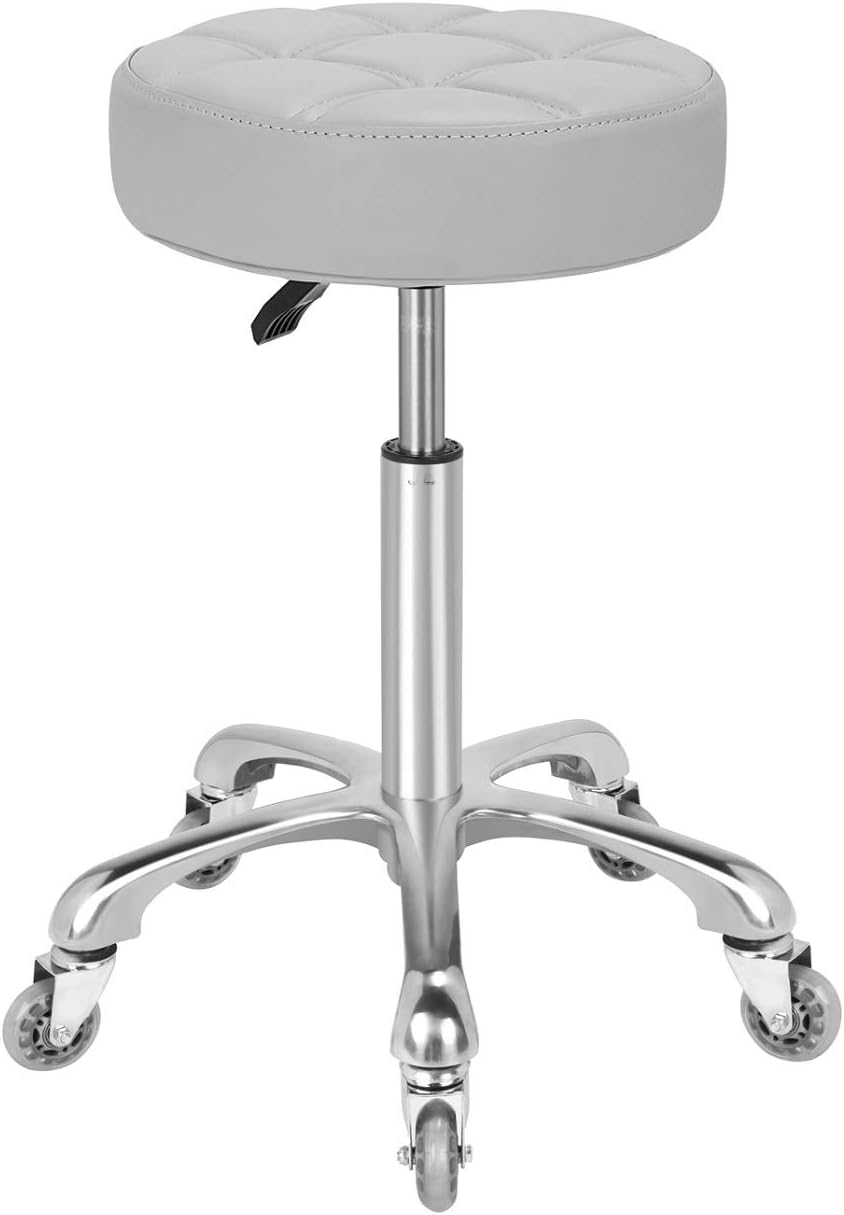 Karrie Swivel Stool Chair Adjustable Height,Heavy Duty Hydraulic Rolling Metal Stool for Kitchen,Salon,Bar,Office,Massage (Grey): Home & Kitchen
