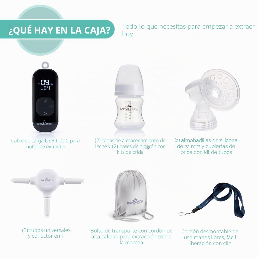 BabyBuddha - Extractor de leche 2.0, extractor de leche primario portátil, manos libres eléctrico portátil con modo de estimulación suave, grado hospitalario, 3 modos, 21 niveles de succión, brida de