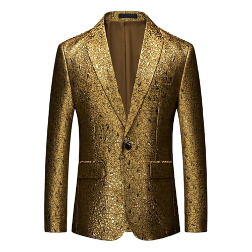 Mens Slim Fit Blazer Luxury Dress Suit Jacket Business Elegant Jacquard Tuxedo Jacket Prom Party Dinner
