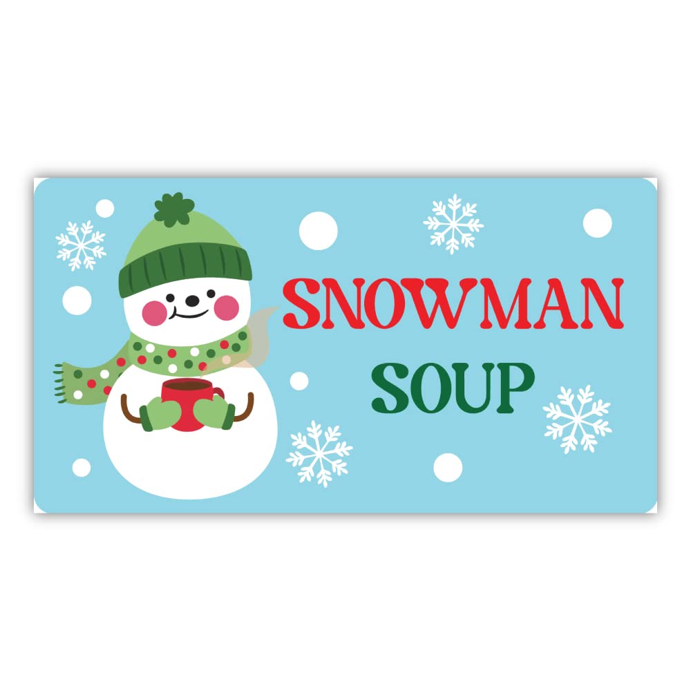 Pack of 24 Christmas Decoration Stickers (64 mm x 33.8 mm) Snowman Soup Paper Stickers