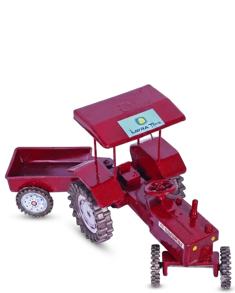 NH Traders Die Cast Metal Tractor with Detachable Trolley for Kids | Maroon Red Indian Swaraj Style Farming Toy Vehicle for Boys & Girls (Age 3+ Years)-image-49