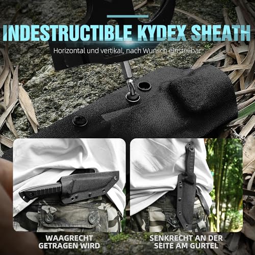 Omesio KNIFE-LD-MANGSHE Tanto Fixed Blade Knife With Kydex Sheath, Outdoor Survival Knife, Tactical Knife Full Tang 420 Stonewashed Steel G10 Handle thumb #3