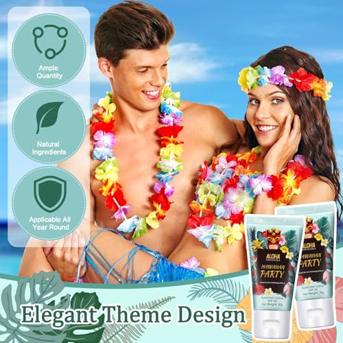 Image of 36 Pcs Travel Size Mini Sunscreen Bulk for Summer Vacation Spf 30 Water Resistant Sunscreen Lotion Sunblock for Thank You Gifts Hawaiian Wedding Pool Party Favor (Luau)