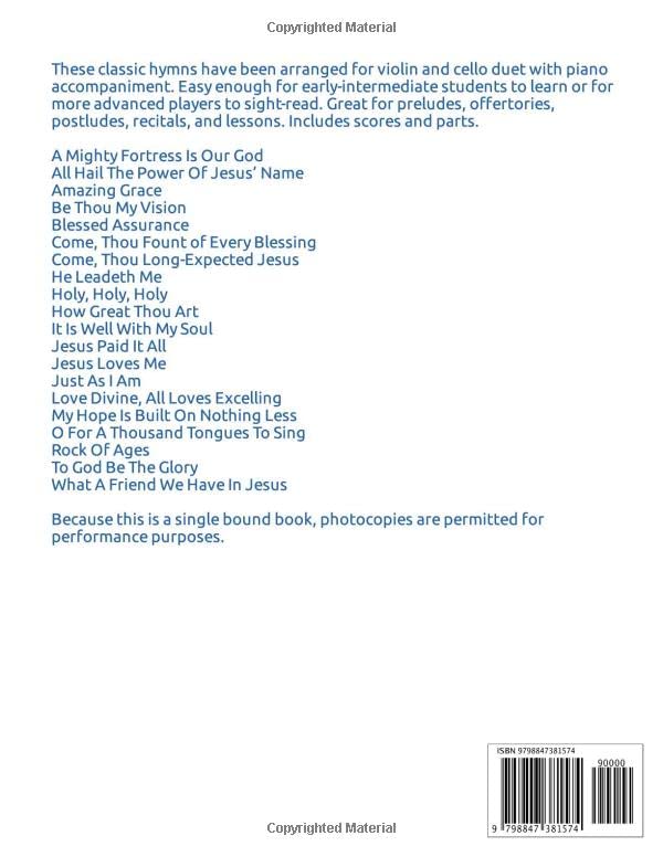 Miniatura 2 de 20 Greatest Hymns for Violin and Cello Duet with Piano Accompaniment