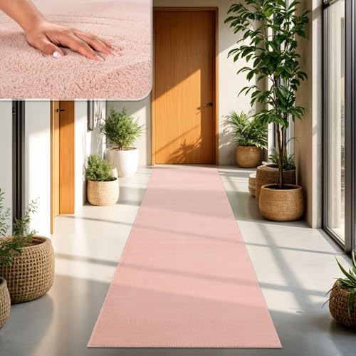 TT Home Tapis Poil Ras Tapis De Salon Monochrome Design Moderne Lavable, Couleur: Rose, Dimension:60x100 cm