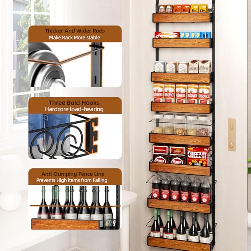 GUUKAR Over the Door Pantry Organizer, 8-Tier Metal Hanging Spice Rack with Adjustable Basket for Kitchen Storage - image 5