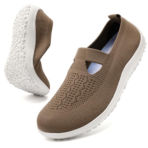 Women's Slip-On Barefoot Flats Casual Fashion Comfortable Flat Shoes for Moms Fabric Loafers with Rubber Sole Minimalist Walking Wide Toe Box Sneakers Lightweight All-Season