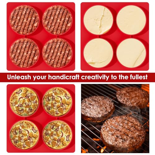 Molde para Hamburguesas 4 en 1 de Silicona Rojo miniatura 5