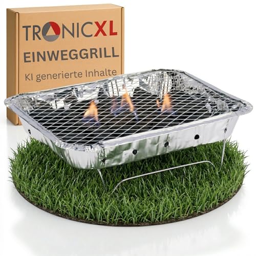 TronicXL Lot de 10 barbecues au charbon de bois jetables I Démarrage rapide Barbecue instantané pour les déplacements, les festivals, les voyages, le...