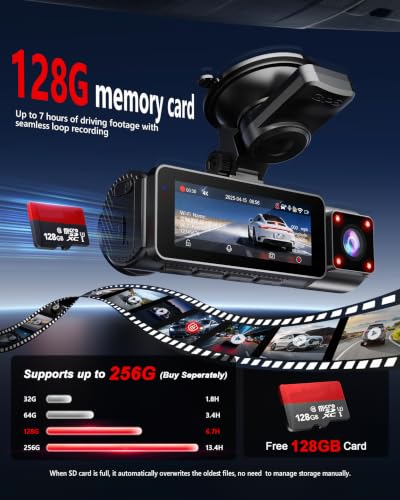 Image of FAIMEE 4K Dash Cam Front and Rear, Night Vision, WDR, Free Card Included