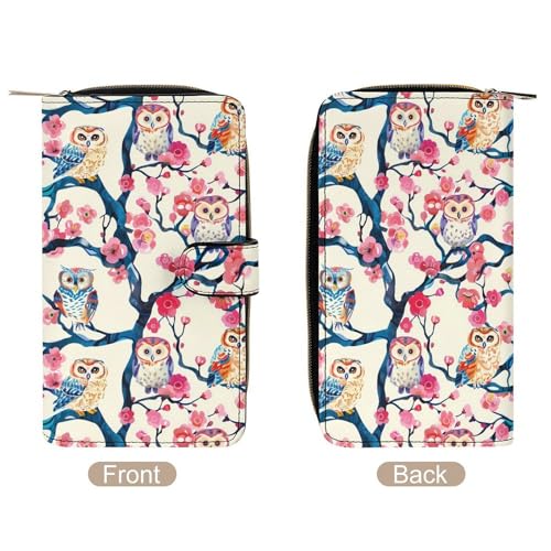 Colorful Owl Cherry Unisex Wallet Cute Elegant Long Slim Card Holder Case Minimalist Coin Purse Clutch Wallets3