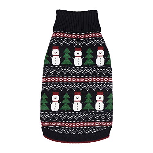 Fitwarm Turtleneck Dog Christmas Sweater Pet Santa Clothes Dog Knitwear Puppy Pullover Black XS
