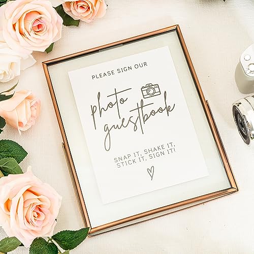 Image of Calculs 5-Pack Photo Guest Book Sign, 8x10 Copper Floating Picture Frame | Double glass metal frame, fits 6x8 insert, photo guest book station, reusable tabletop frame for signs and photos