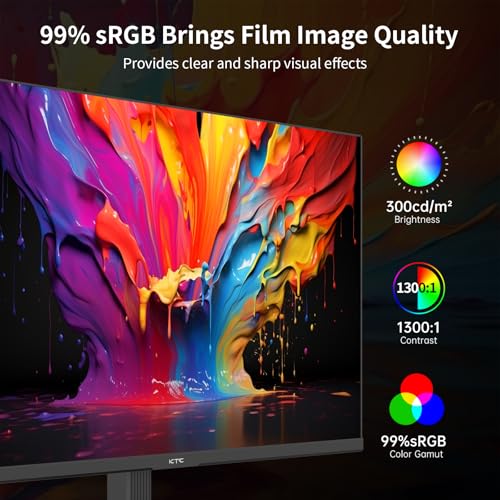Image of KTC 24 Inch QHD 2560x1440 IPS Computer Monitor, 100Hz Zero-Frame 2K Gaming Office Monitor, Adaptive Sync, HDR10, VESA, Tilt Adjustable, Low Blue Light, DisplayPort, HDMI, H24T27