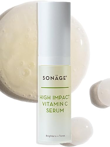 Sonage Suero de vitamina C de alto impacto con ácido hialurónico suero hidratante e iluminador para manchas oscuras líneas finas arrugas y daños