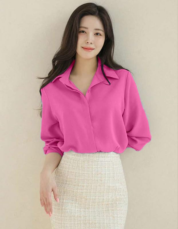Image of Women's Regular Fit Korean Style Shirts | Stylish Western Shirt with Concealed Placket | Casual & Office Wear Shirt for Women