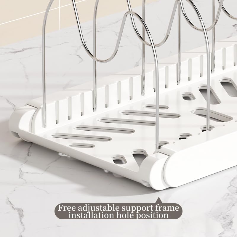 Estante organizador de ollas expandible para gabinete, soporte para tapa de olla con 7 compartimentos ajustables para gabinete de cocina, utensilios de cocina, estante para freír, albaricoque 4