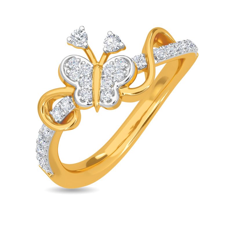 Image of KISNA 14k / 18k Real Gold & Diamond Ring | Diwali, Rakhi Rakshabandhan Gift for Sister /Bhabhi /Women | With Certificate of Authenticity & BIS-Hallmarked Gold Jewellery | Swian Ring
