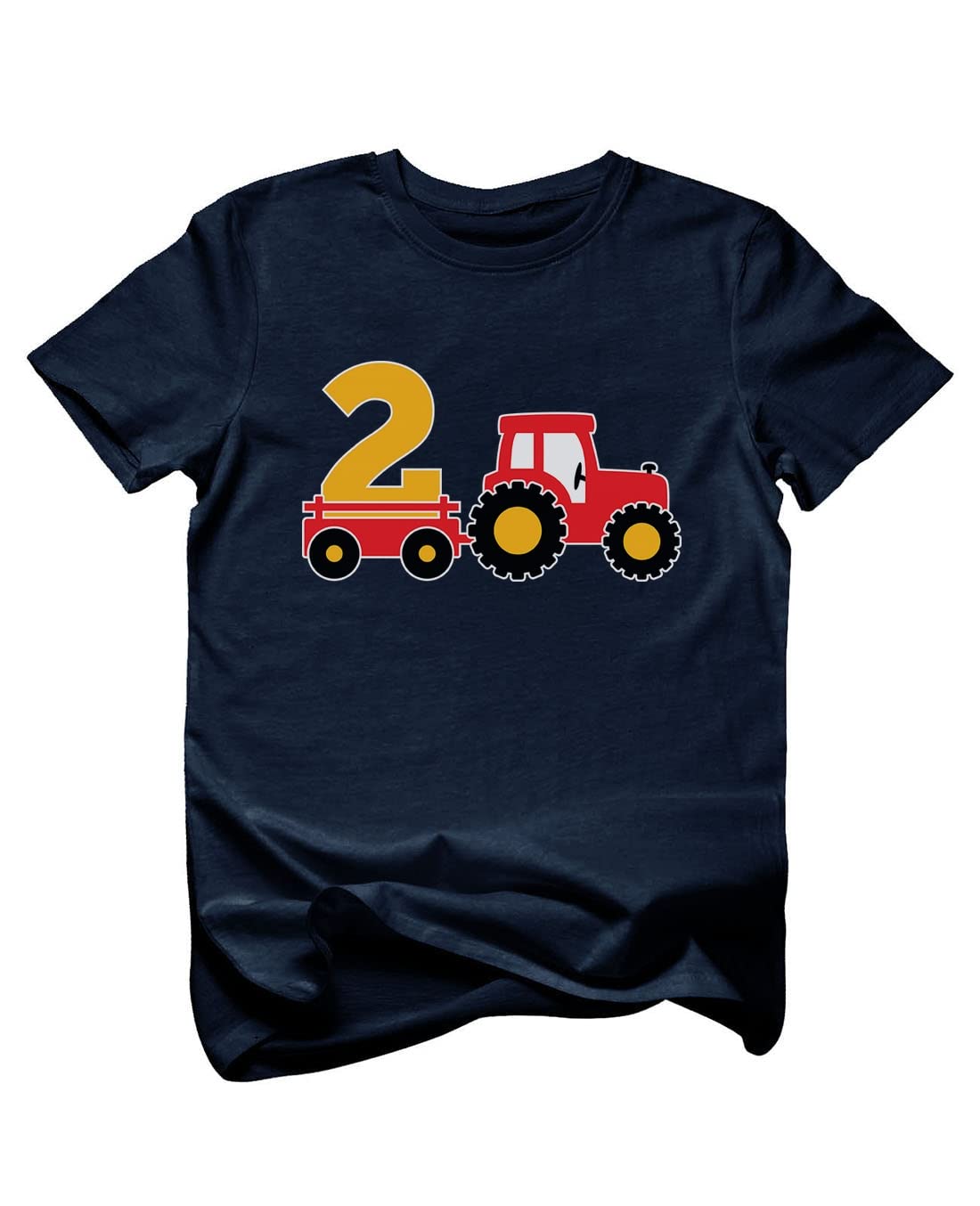 TstarsConstruction Tractor Number 2 Gifts for Two Year Old Boys 2nd Birthday Toddler Kids T-Shirt