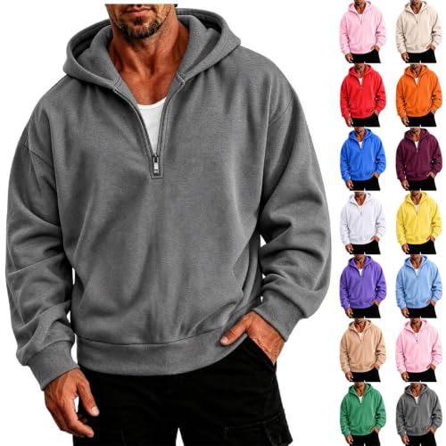 Men's Quarter Zip Hoodie Pullover Hooded Sweatshirts Long Sleeve Pullover