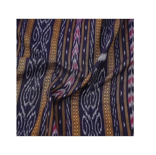 Image of Premium Sambalpuri Ikat Weave Pure Handloom Cotton Shirt Fabric - Authentic Odisha Traditional Tie-Dye Craft, Soft & Breathable Natural Cotton Material for Custom Tailoring, Casual & Formal Wear