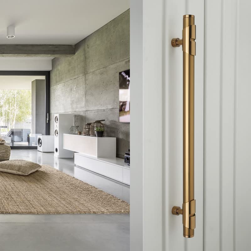 LAPO Door Handle for Main Door 24 inch, Glass Door Handle, Door Pull Push Handle,Stainless Steel Pipe and Brass Base (Rose Gold Finish) Pack of 1