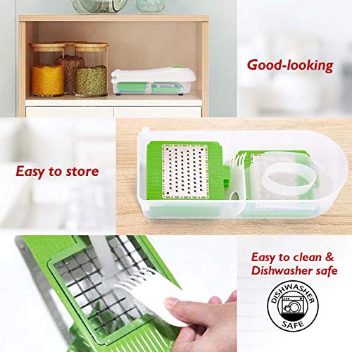 Lhs Vegetable Chopper Slicer 7 In 1 Veggie Chopper Dicer Cutter Multifunctional Food Chopper Onion Chopper Salad Potato Cutter Vegetable Chopper With Container -Green #TOP5