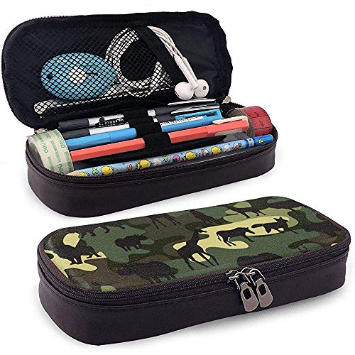 Preisvergleich Produktbild Camouflage-Leder-Federmäppchen-Etui mit Reißverschluss