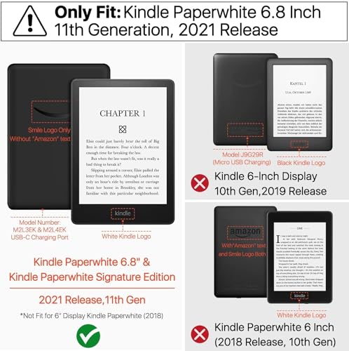 SwooK Classic Printed Magnetic Flip Cover Case for 6.8" Kindle Paperwhite 11 11th Generation 2021 / Kindle Paperwhite Signature Edition Soft Back... - Image 2