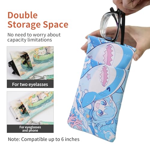 Image of Double Eyeglass Case Soft Dual Glasses Case for Women Men Travel Squeeze Top Sunglasses Cases Eyeglasses Pouch