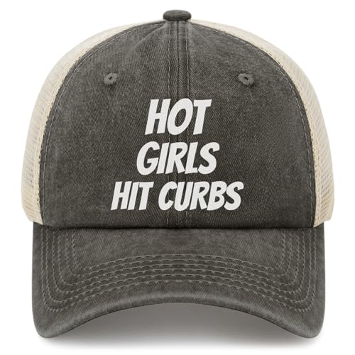 Hot Girls Hit Curbs Hat Funny Trucker Hats for Women Baseball Hat Funny Gifts