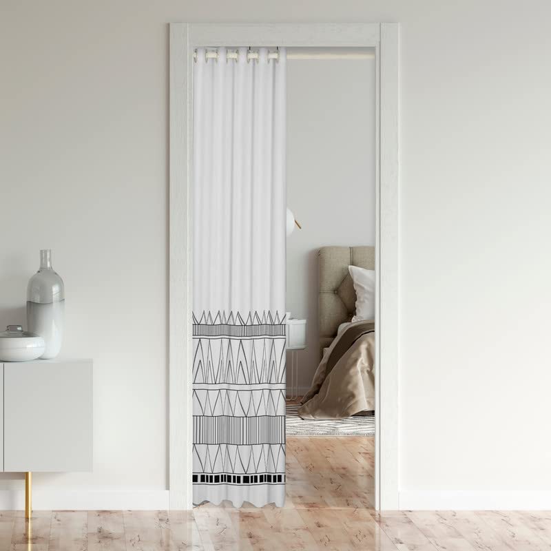 Loussiesd Boho Doorway Curtains Privacy White Bohemian Closet Door Curtain for Bedroom 30%-50% Whiteout Room Darkening Thermal Insulated Curtain Drape for Doors Windows 1 Panel 132x203cm - Image 3