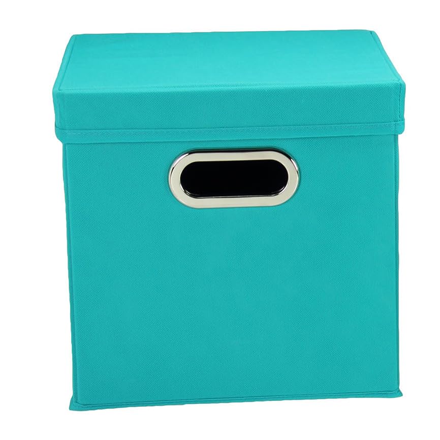 Image of Household Essentials 36-1 Decorative Storage Cube Set with Removable Lids | Aqua | 2-Pack