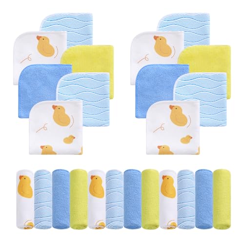 Image of Viviland Baby Washcloths 24 Pack, Toddler Wash Cloths for Bath, Super Soft & Absorbent Bath Towel for Newborn and Infants, Baby Towels Care for Baby's Sensitive Skin