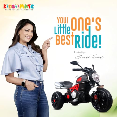 Kidsmate Blaze Rider Electric Bike for Kids for Age 3-7Y | 6V Dual Battery with USB/MP3 Player, LED Lights, Front & Rear Suspension | Easy-to-Carry Handle & Button Start | Max Load 50 kg - Black/Red - Image 2